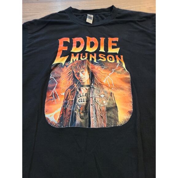 Gildan large adult black "Eddie Munson" stranger things tee - Picture 2 of 7